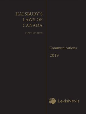 cover image of Halsbury's Laws of Canada &#8211; Communications (2019 Reissue)